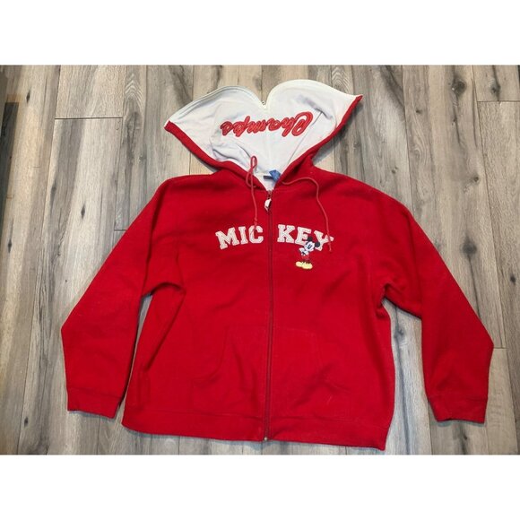 Disney Other - Disney Mickey Mouse Red Hooded Zip-Up Sweatshirt XL